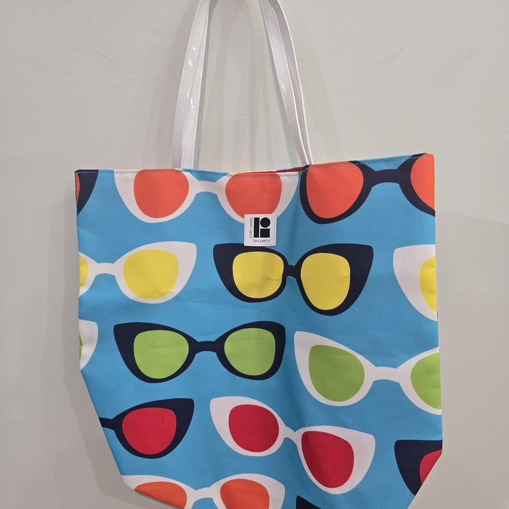Estee Lauder Lisa Perry Sunglasses Large Tote Beach Bag Eye-Catching Vivid Color